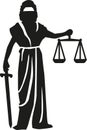 Justitia statue silhouette Royalty Free Stock Photo