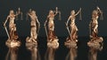 Justitia statues on a dark background