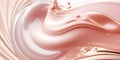 Creamy pink milk lotion swirl, liquid cosmetic or food product, abstract background