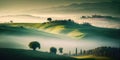 Rolling Hills and villages of Tuscany, countryside Landscape View, Panorama
