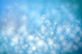 Defocused blurred bokeh lights background, soft focus of shining light pastel blue light dots Royalty Free Stock Photo