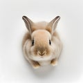 Cute young easter bunny, rabbit on white background looking up into camera