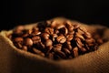 Jute bag filled with coffee beans