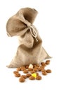 Jute bag with ginger nuts Royalty Free Stock Photo