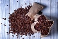 Jute bags filled with coffee beans