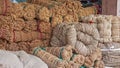 Jute and hemp products for sale in an Indian market