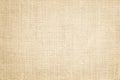Jute hessian sackcloth burlap canvas woven texture background pattern in light beige cream brown color blank. Natural weaving Royalty Free Stock Photo