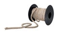 Jute rope is wound on a plastic spool on a white background. Rope isolate Royalty Free Stock Photo