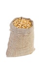 Jute sack with dried soja beans