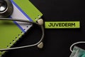 Juvederm on top view black table and Healthcare/medical concept