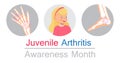 Juvenile arthritis awareness month concept vector. Rheumatoid arthritis of foot