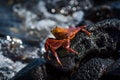 Juvenile Sally Lightfoot crab by rock pool Royalty Free Stock Photo