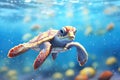juvenile turtle swimming near ocean surface