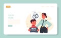 Juvenile, underage crime web banner or landing page. Female