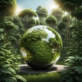A Juxtaposition of Artificial and Organic: A Double-Exposure Render of a 3D Sphere with Synthetical and Biotic Elements