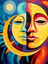 Face of the moon and sun Royalty Free Stock Photo