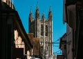 Juxtaposition view of Gothic Canterbury Cathedral, one of the oldest and most important Christian sites in England Royalty Free Stock Photo