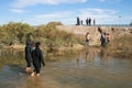 Young migrants crossing the border