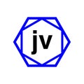 JV hexagon typography monogram. JV lettering icon