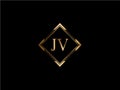 JV Initial diamond shape Gold color later Logo DesignX