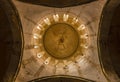 Jvari Monastery - sixth-century Georgian UNESCO World Heritage site- Looking up at ancient ceiling inside with water stains and