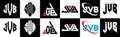 JVB letter logo design in six style. JVB polygon, circle, triangle, hexagon, flat and simple style with black and white color Royalty Free Stock Photo