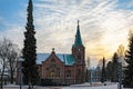Jyvaskyla city church in a winter day Royalty Free Stock Photo