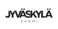 Jyvaskyla in the Finland emblem. The design features a geometric style, vector illustration with bold typography in a modern font