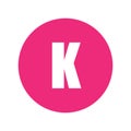 Letter K logo symbol in pink circle. Royalty Free Stock Photo