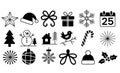 Black and White Christmas and Winter Holiday Icon Set Vector and Celebration Symbols Monograms. Royalty Free Stock Photo