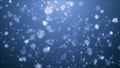 4k abstract slowly falling and rotating snowflakes in 3d space blue background