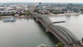 4k aerial drone footage circling the Hohenzollern Bridge in Cologne, Germany.