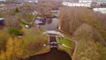 4K Aerial Drone Footage of Tinsley Canal Locks and Marina, Sheffield, South Yorkshire, England