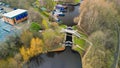 4K Aerial Drone Footage of Tinsley Canal Locks and Marina, Sheffield, South Yorkshire, England