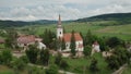 4K Aerial drone view of Crit Fortified Church in Transylvania Romania