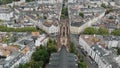 4k Aerial footage of the historic Saint Martin Church and surrounding area in Cologne, Germany.