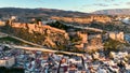 4k Aerial footage Muslim and Christian fortress in Almeria