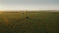 4K Aerial view of a main electrical power line scaffoldings.