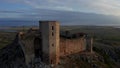 4K Aerial view over Enisala Fortress during a sunrise