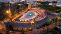 4k Aerial view of Plaza de Espana at sunrise in Seville, Spain. Royalty Free Stock Photo