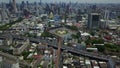 4K Aerial view of victory momument circus Bangkok