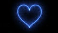 4K Animation appearance blue energy Heart shape flame or burn on the dark background and blue fire spark. Motion graphic and anima