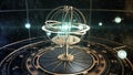 4K. Armillary Sphere And Astrology Signs On Background Of Starry Sky.