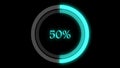 4K Blue color infographics circular graph with 0 to 100 percentage increasing. Motion graphic and animation background.