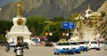 4k busy traffic & crowd in front of potala in lasa,tibet.