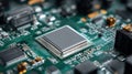 microchip on green circuit board Royalty Free Stock Photo