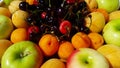 4K, close view of various fresh fruits, apple, apricot, cherry and hylas haqqÃÂ±nda