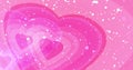 4K Concentric hearts exploding cute loving bg.Valentine\'s Day heart nubes with glitter particles.