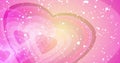 4K Concentric hearts exploding cute loving bg.Valentine\'s Day heart nubes with glitter particles.