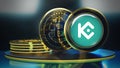 3D Rendering 4K Bitcoin Exchange Close Up KuCoin